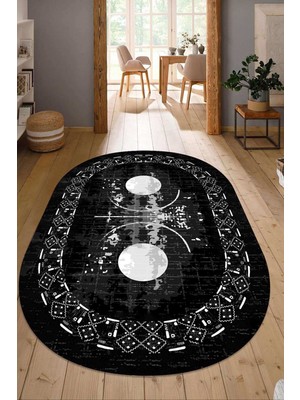 Napoli Home Dijital Baskılı Kaymaz Taban Yıkanabilir Oval Salon Halısı Mutfak Halısı Yolluk NDO-SD-1070
