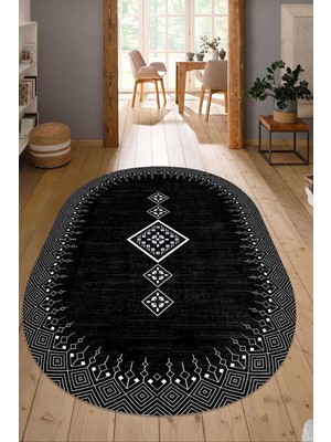 Dijital Baskılı Kaymaz Taban Yıkanabilir Oval Salon Halısı Mutfak Halısı Yolluk NDO-SD-1108