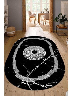 Dijital Baskılı Kaymaz Taban Yıkanabilir Oval Salon Halısı Mutfak Halısı Yolluk NDO-SD-594