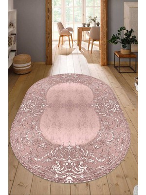 Napoli Home Dijital Baskılı Kaymaz Taban Yıkanabilir Oval Salon Halısı Mutfak Halısı Yolluk NDO-HT-349