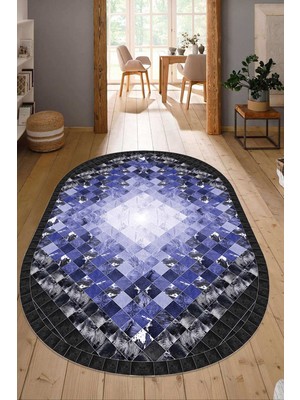 Napoli Home Dijital Baskılı Kaymaz Taban Yıkanabilir Oval Salon Halısı Mutfak Halısı Yolluk NDO-SD-1021