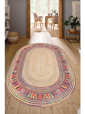 Napoli Home Dijital Baskılı Kaymaz Taban Yıkanabilir Oval Salon Halısı Mutfak Halısı Yolluk NDO-SD-322