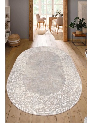 Napoli Home Dijital Baskılı Kaymaz Taban Yıkanabilir Oval Salon Halısı Mutfak Halısı Yolluk NDO-HT-372