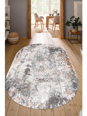 Napoli Home Dijital Baskılı Kaymaz Taban Yıkanabilir Oval Salon Halısı Mutfak Halısı Yolluk NDO-HT-133