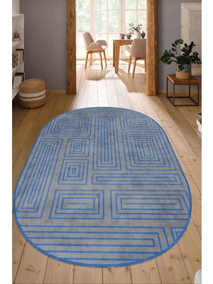 Dijital Baskılı Kaymaz Taban Yıkanabilir Oval Salon Halısı Mutfak Halısı Yolluk NDO-SD-1040