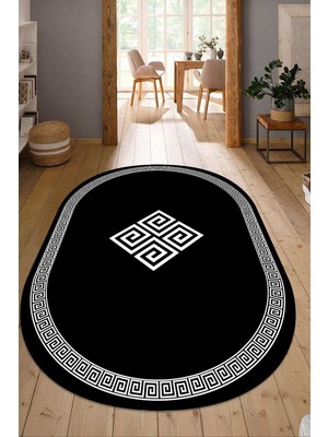 Napoli Home Dijital Baskılı Kaymaz Taban Yıkanabilir Oval Salon Halısı Mutfak Halısı Yolluk NDO-SD-618