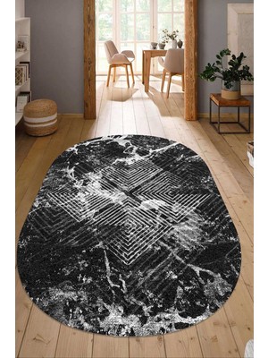 Dijital Baskılı Kaymaz Taban Yıkanabilir Oval Salon Halısı Mutfak Halısı Yolluk NDO-SD-1038