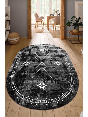 Dijital Baskılı Kaymaz Taban Yıkanabilir Oval Salon Halısı Mutfak Halısı Yolluk NDO-SD-1034