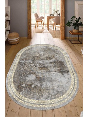 Napoli Home Dijital Baskılı Kaymaz Taban Yıkanabilir Oval Salon Halısı Mutfak Halısı Yolluk NDO-HY-1203