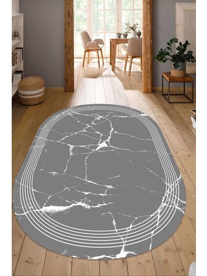 Dijital Baskılı Kaymaz Taban Yıkanabilir Oval Salon Halısı Mutfak Halısı Yolluk NDO-SD-1091