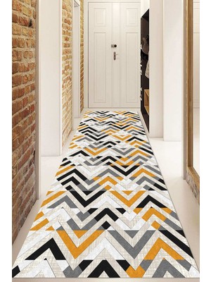 Dijital Baskılı Kaymaz Taban Yıkanabilir Modern Yolluk ve Koridor Halısı NDU-HS-173