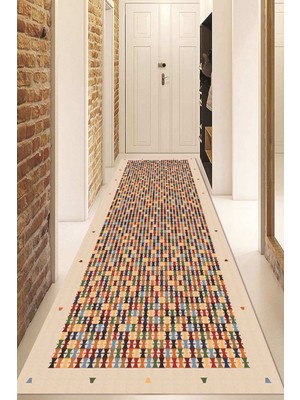 Dijital Baskılı Kaymaz Taban Yıkanabilir Modern Yolluk ve Koridor Halısı NDU-HK-102