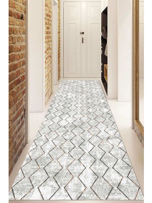 Dijital Baskılı Kaymaz Taban Yıkanabilir Modern Yolluk ve Koridor Halısı NDU-HT-388