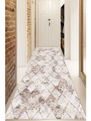 Dijital Baskılı Kaymaz Taban Yıkanabilir Modern Yolluk ve Koridor Halısı NDU-HT-202