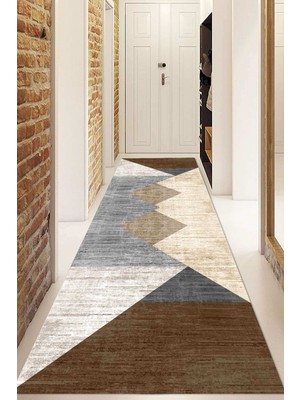 Dijital Baskılı Kaymaz Taban Yıkanabilir Modern Yolluk ve Koridor Halısı NDU-HT-925