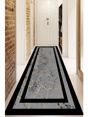 Dijital Baskılı Kaymaz Taban Yıkanabilir Modern Yolluk ve Koridor Halısı NDU-HS-459