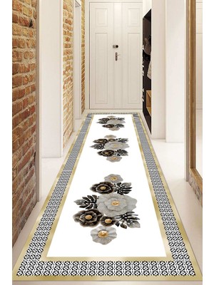 Dijital Baskılı Kaymaz Taban Yıkanabilir Modern Yolluk ve Koridor Halısı NDU-SD-439