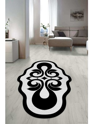 Dijital Baskılı Kaymaz Taban Yıkanabilir Lazer Kesim Salon Halısı Yolluk NLZR-HT-1431