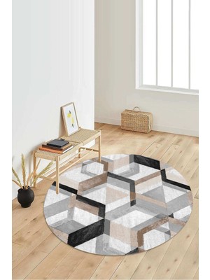 Dijital Baskılı Kaymaz Taban Yıkanabilir Yuvarlak Salon Halısı Koridor Halısı Paspas NDY-HT-176