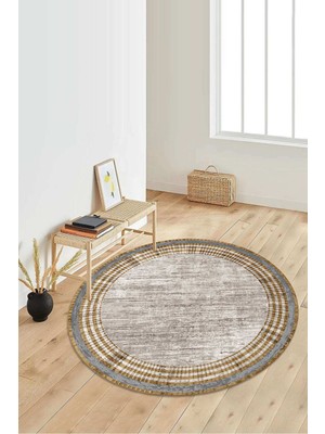 Dijital Baskılı Kaymaz Taban Yıkanabilir Yuvarlak Salon Halısı Koridor Halısı Paspas NDY-HT-662