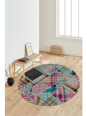 Dijital Baskılı Kaymaz Taban Yıkanabilir Yuvarlak Salon Halısı Koridor Halısı Paspas NDY-HS-365