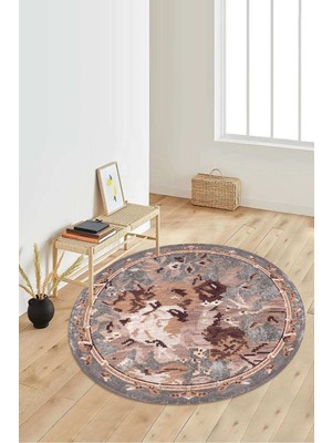 Dijital Baskılı Kaymaz Taban Yıkanabilir Yuvarlak Salon Halısı Koridor Halısı Paspas NDY-HT-153