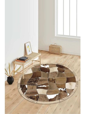 Napoli Home Dijital Baskılı Kaymaz Taban Yıkanabilir Yuvarlak Salon Halısı Koridor Halısı Paspas NDY-HT-1225