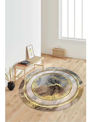 Napoli Home Dijital Baskılı Kaymaz Taban Yıkanabilir Yuvarlak Salon Halısı Koridor Halısı Paspas NDY-HY-1180
