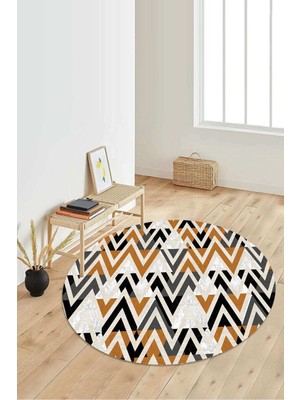 Napoli Home Dijital Baskılı Kaymaz Taban Yıkanabilir Yuvarlak Salon Halısı Koridor Halısı Paspas NDY-HT-777