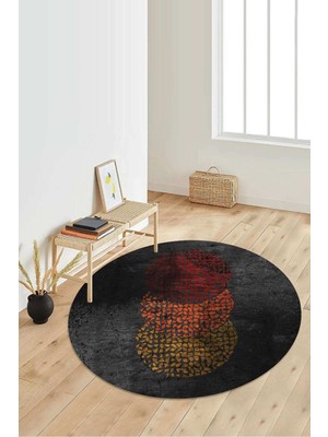 Napoli Home Dijital Baskılı Kaymaz Taban Yıkanabilir Yuvarlak Salon Halısı Koridor Halısı Paspas NDY-HT-924