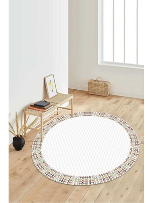 Napoli Home Dijital Baskılı Kaymaz Taban Yıkanabilir Yuvarlak Salon Halısı Koridor Halısı Paspas NDY-HY-1056