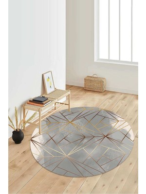 Napoli Home Dijital Baskılı Kaymaz Taban Yıkanabilir Yuvarlak Salon Halısı Koridor Halısı Paspas NDY-HT-1382