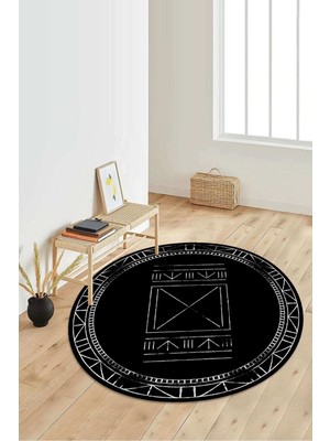 Napoli Home Dijital Baskılı Kaymaz Taban Yıkanabilir Yuvarlak Salon Halısı Koridor Halısı Paspas NDY-HY-1377