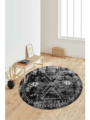 Napoli Home Dijital Baskılı Kaymaz Taban Yıkanabilir Yuvarlak Salon Halısı Koridor Halısı Paspas NDY-SD-1034