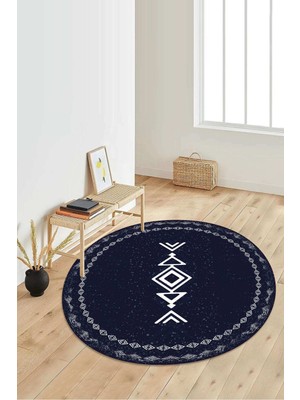 Napoli Home Dijital Baskılı Kaymaz Taban Yıkanabilir Yuvarlak Salon Halısı Koridor Halısı Paspas NDY-SD-1047