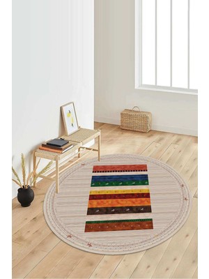 Napoli Home Dijital Baskılı Kaymaz Taban Yıkanabilir Yuvarlak Salon Halısı Koridor Halısı Paspas NDY-HS-515