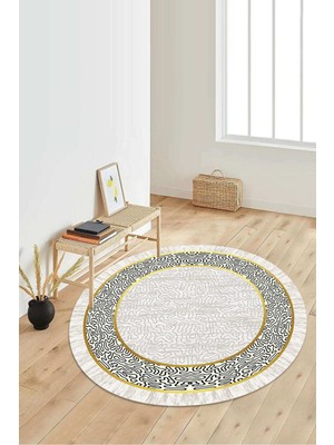 Napoli Home Dijital Baskılı Kaymaz Taban Yıkanabilir Yuvarlak Salon Halısı Koridor Halısı Paspas NDY-SD-1071