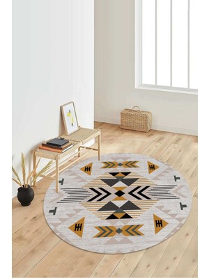 Napoli Home Dijital Baskılı Kaymaz Taban Yıkanabilir Yuvarlak Salon Halısı Koridor Halısı Paspas NDY-SD-1103