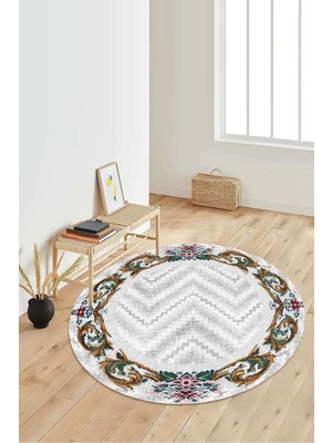 Napoli Home Dijital Baskılı Kaymaz Taban Yıkanabilir Yuvarlak Salon Halısı Koridor Halısı Paspas NDY-SD-238