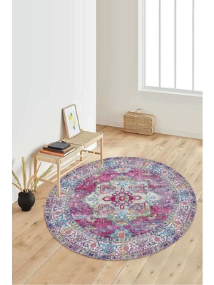 Dijital Baskılı Kaymaz Taban Yıkanabilir Yuvarlak Salon Halısı Koridor Halısı Paspas NDY-HT-752