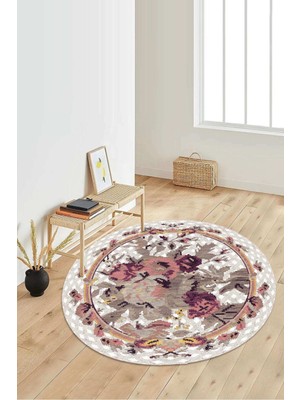 Dijital Baskılı Kaymaz Taban Yıkanabilir Yuvarlak Salon Halısı Koridor Halısı Paspas NDY-HT-451