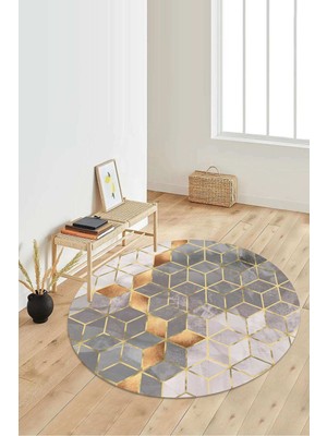 Napoli Home Dijital Baskılı Kaymaz Taban Yıkanabilir Yuvarlak Salon Halısı Koridor Halısı Paspas NDY-HY-1122