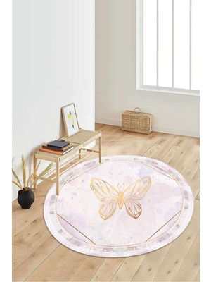 Napoli Home Dijital Baskılı Kaymaz Taban Yıkanabilir Yuvarlak Salon Halısı Koridor Halısı Paspas NDY-HS-337