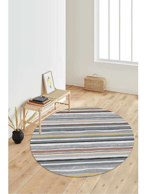 Napoli Home Dijital Baskılı Kaymaz Taban Yıkanabilir Yuvarlak Salon Halısı Koridor Halısı Paspas NDY-HT-263