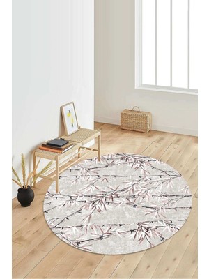 Napoli Home Dijital Baskılı Kaymaz Taban Yıkanabilir Yuvarlak Salon Halısı Koridor Halısı Paspas NDY-HT-353