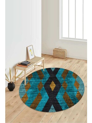 Napoli Home Dijital Baskılı Kaymaz Taban Yıkanabilir Yuvarlak Salon Halısı Koridor Halısı Paspas NDY-SD-282