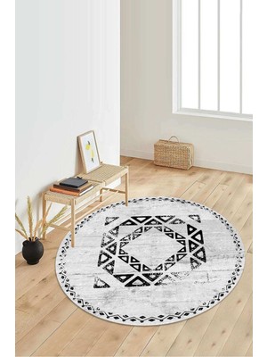 Napoli Home Dijital Baskılı Kaymaz Taban Yıkanabilir Yuvarlak Salon Halısı Koridor Halısı Paspas NDY-SD-1055