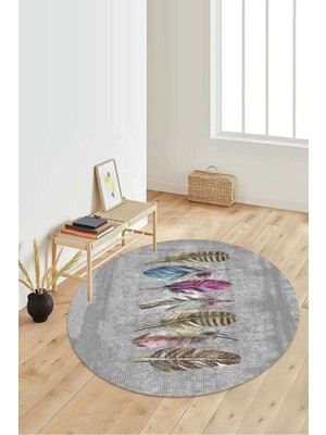 Napoli Home Dijital Baskılı Kaymaz Taban Yıkanabilir Yuvarlak Salon Halısı Koridor Halısı Paspas NDY-SD-289