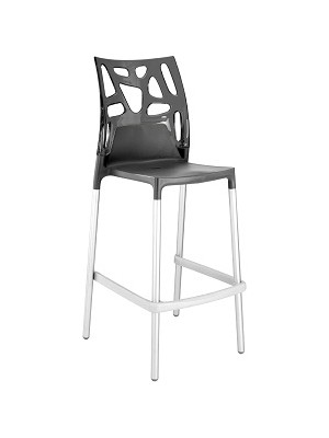 Papatya Ego Rock Bar Taburesi Transparan Füme Polikarbonat Font Antrasit Polipropilen Ayak