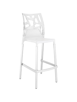 Papatya Ego Rock Bar Taburesi Transparan Şeffaf Polikarbonat Font Beyaz Polipropilen Ayak